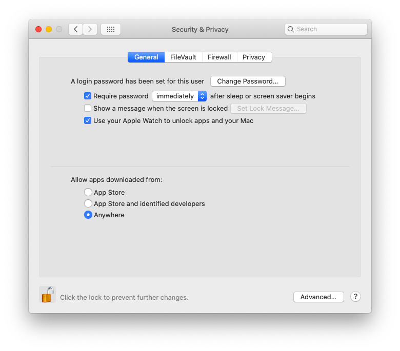 program not prompting for security mac osx